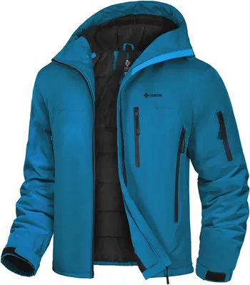 Produktbild von Herren Skijacke Winter Wasserdicht Gefüttert Robust Blau 2XL