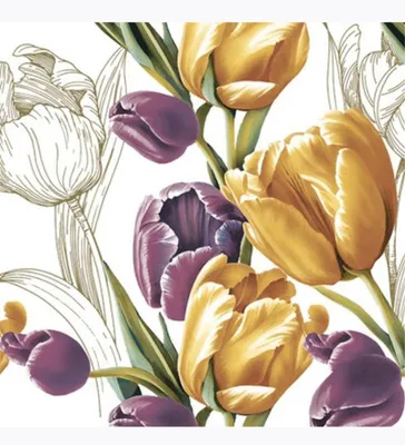 Image de Serviettes 33x33 cm - Majestic Tulips on White