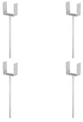 Produktbild von Alberts 4 x U-Pfostenträger, Riffelstahl-Betonanker, 101x101 mm, Betonanker 400 mm, feuerverzinkt, zum Einbetonieren