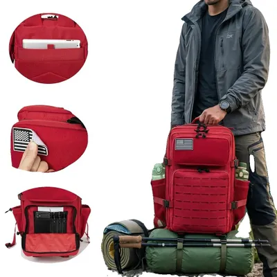 Obrázek produktu pro Taktický batoh, velká kapacita, multifunkční design, červený