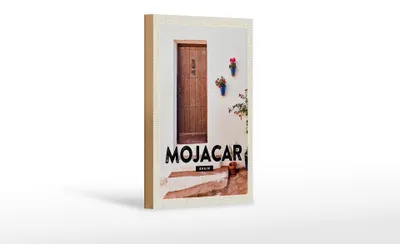 Produktbild von Holzschild Reise 12x18cm Mojacar Spain Spanien Hozltür Geschenk