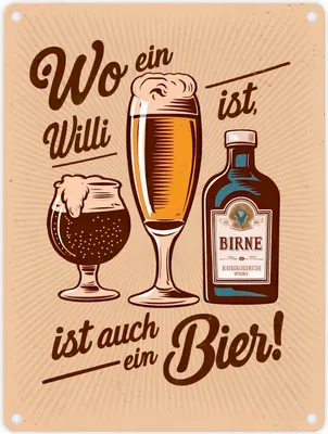Produktbild von Wo ein Willi da ist auch Bier Metallschild in 15x20 cm
