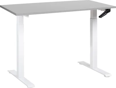 Zdjęcie produktu dla BELIANI Regulowane biurko szary blat biała stalowa rama 120 x 72 cm ręczna zmiana wysokości kwadratowe nóżki nowoczesny design biuro