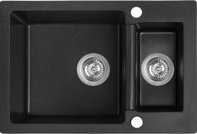 Produktbild von BADLAND Spülbecken Granitspüle 1,5 Becken Celia 44x65 Schwarz | Siphon im SET!