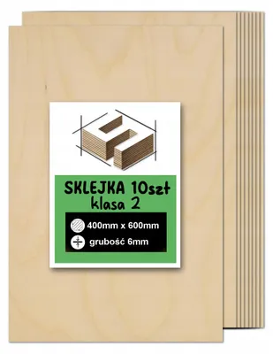 Zdjęcie produktu dla 10x Sklejka brzozowa 400 × 600 × 6 mm, klasa 2/2 - laser, CNC, grawerowanie, modelarstwo i DIY