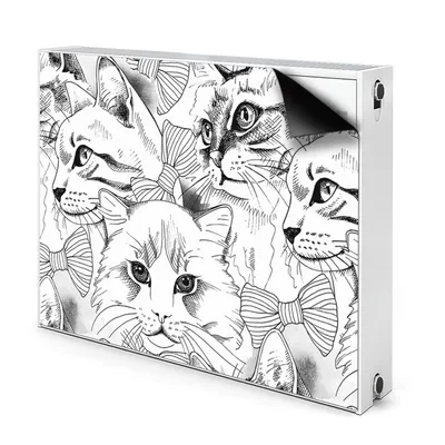Produktbild von Magnet Heizung Verkleidung Abdeckung Heizung Heizkörperabdeckung 80x60 cm  - Skizziert, Katzen