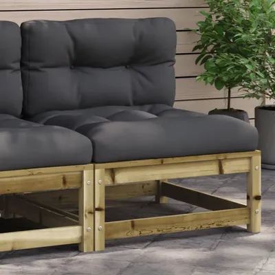 Produktbild von Design Gartensofa ohne Armlehnen mit Kissen Kiefernholz Imprägniert, Gartensofas 2024 Neu