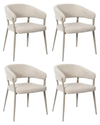 Image de Lot de 4 Fauteuils Beige Tissu Pieds Métal 55 x 55 x 78 cm - Assise Confort