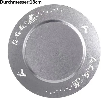 Obrázok produktu pre Vianočný tanier Nerezový tanier na sušienky Adventná dekorácia Otec Vianoc Adventný tanier Opakovane použiteľný, 18 cm, strieborná sivá, nerezová oceľ