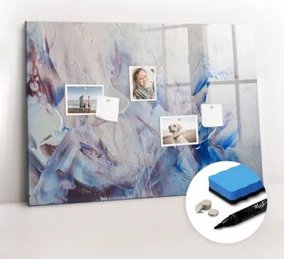 Produktbild von Magnetpinnwand Memoboard - Zubehörsatz - Schwarzer Marker + Schwamm + Magnete - 100 x 70 cm - Pinselbewegungen