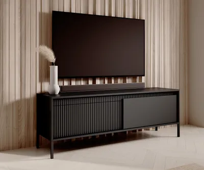 Produktbild von AX LIVING Trentinis 153 2T Schwarzes TV Board, 153,5 cm, geriffeltes