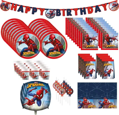 Produktbild von 71-tlg. Spiderman Crime Fighter Party Set für Kindergeburtstag