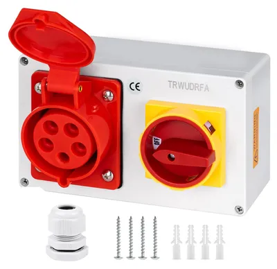 Obrázek produktu pro Zásuvka CEE, 400 V, 16 A, 5P s hlavní pojistkou, stupeň krytí IP44