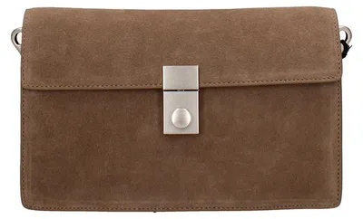 Produktbild von Umhängetasche Damen Wildleder Cognac Druckknopfverschluss  Italy UNICA 24x15x7 cm