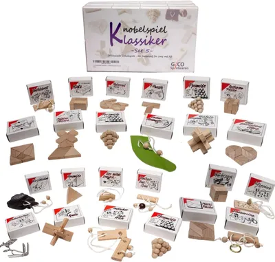 Productafbeelding van Puzzelspellen klassiekers/geduldspellen als cadeau - Set van 24 - Adventskalender (set 5)
