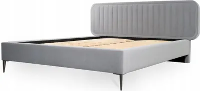 Produktbild von Bett Grau Doppelbett Schlafzimmer Holz Möbel Design Elegantes Polster Stoff Neu