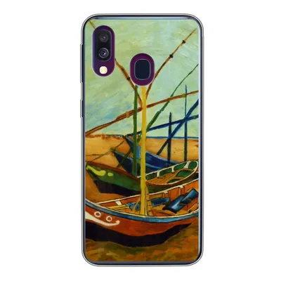 Produktbild von MuchoWow® Handyhülle Schutzhülle Hülle für Samsung Galaxy A40 Fischerboote am Strand - Vincent van Gogh Silikon Softcase Handy Hülle - Handy-Tasche