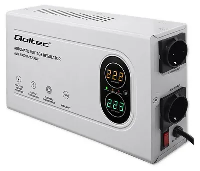 Imagen del producto de Estabilizador automático de voltaje Qoltec, 2000VA | 1200W | Compacto | Transformador toroidal