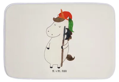 Produktbild von Mr. & Mrs. Panda Badteppich Einhorn Junge - Weiß - Geschenk, Badezimmerteppich, Bube, Mittelalter, duschmatte, Badematte, Badvorleger, Unicorn, Einhörner, Duschvorleger