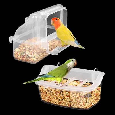 Obrázok produktu pre Krmítko na vtáky, 2 kusy, plastové, na zavesenie, vhodné pre papagáje a malé vtáky