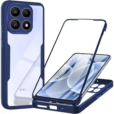 Image de Coque Intégrale pour Xiaomi 17, Protection Hybride Antichoc Tranparent - Bordure Bleu Marine