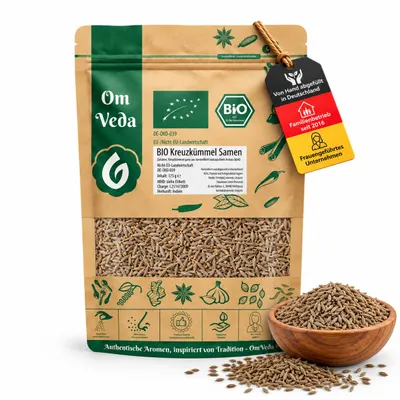 Produktbild von OmVeda BIO Kreuzkümmel ganz 500 g – Cumin Samen aus Indien