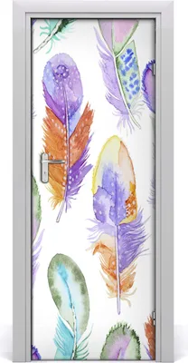 Produktbild von Tulup Türaufkleber 75x205 cm Dekorative Aufkleber Selbstklebend Wasserdichte Tapete Abnehmbar Schlafzimmer Wohnzimmer Wohnkultur - farbige Federn