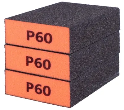 3er-Set flexible Schaumgummi-Schleifaufsätze, Körnung 60, 10x7x2,5 cm