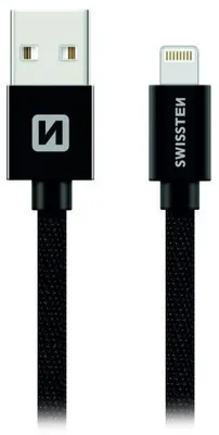 Immagine prodotto di Swissten Textile Fast Charge 3A Lightning (MD818ZM/A) Datu un Uzlādes Kabelis 1.2m Melns