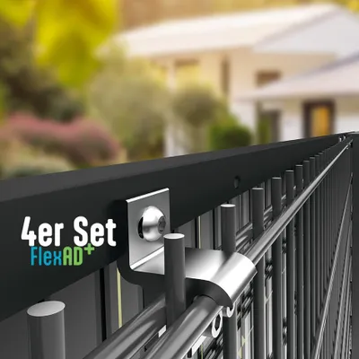 Produktbild von Solar Halterung (4er Set) für Doppelstabmatten 6/5/6 & 8/6/8 – V2A PV Befestigung | FlexAD