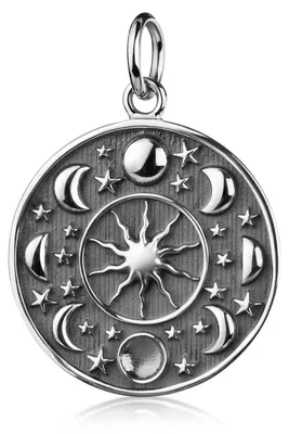 Produktbild von MATERIA by Matthias Wagner Mondphasen Kettenanhänger rund 925 Sterling Silber Sonne Mond Sterne KA-131