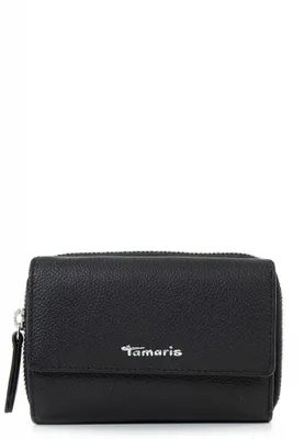 A black Tamaris wallet is shown against a white background.