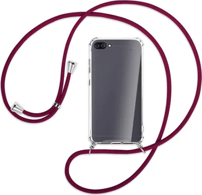 Produktbild von Handykette Backcover-Schutzhülle mit Band (Metall silberfarben) für Asus Zenfone 4 Max (Pro/Plus) - dunkelrot