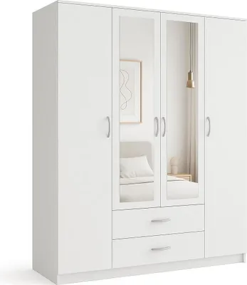 Produktbild von Kleiderschrank Garderobe Mehrzweckschrank Mit Spiegel weiss