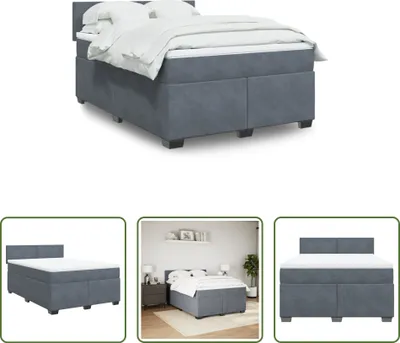 Produktbild von The Living Store Boxspringbett mit Matratze Dunkelgrau 140x190 cm Samt
