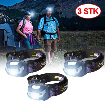 Produktbild von 3 STK Super Hell Stirnlampe Scheinwerfer USB Kopflampe Wiederaufladbar Bewegungssensor Headlight Wasserdicht