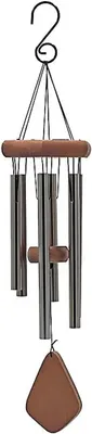 Image de Carillon éolien à six lames en bois naturel - 50 cm