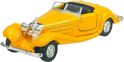 Immagine prodotto di Welly Old Timer 1936 Mercedes-Benz 500K gialla senza tetto 1:34-1:39 Modello in metallo pressofuso Nuovo nella confezione 98879