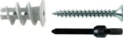 Obrázek produktu pro Fischer 84343, Sada šroubů a hmoždinek, Sádrovláknitá deska, Sádrokarton, Kov, Plast, Šedá, Stříbrná, PZ2, 22 mm