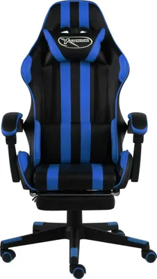 Produktbild von vidaXL Gaming-Stuhl mit Fußstütze Schwarz und Blau Kunstleder
