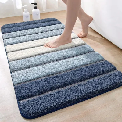 Zdjęcie produktu dla Dywanik łazienkowy 60 x 90 cm, antypoślizgowy, mikrofibra, niebieski, do łazienki