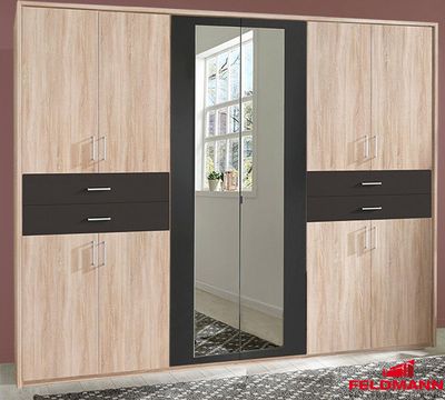 Kleiderschrank Schlafzimmer Schrank Taiga Eiche sägerau graphit 270cm 10-türig