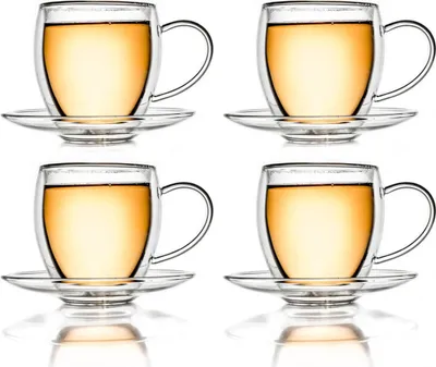Produktbild von Thermotasse bauchig mit Untersetzer 250ml; 4er Set