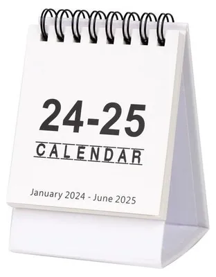 Obrázok produktu pre Mini stolový kalendár 2024/2025 - 18 mesiacov - 11,3 x 7,6 cm - biely - papier s medeným odtieňom