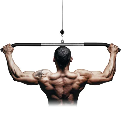 Obrázok produktu pre Lat pulldown tyč, 85-100 cm. Tyč na cviky na chrbát, triceps a biceps. Fitness