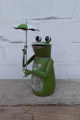 Produktbild von Zaunfigur Zaunhocker Gartendeko witziger frecher Frosch m. Schirm 16cm