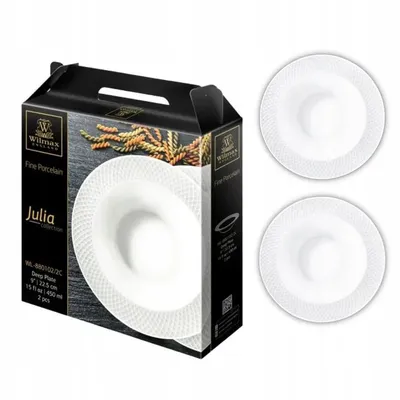 Immagine prodotto di Wilmax Piatto fondo 22,5 cm in porcellana bianca, set da 2 WL-880102/2C