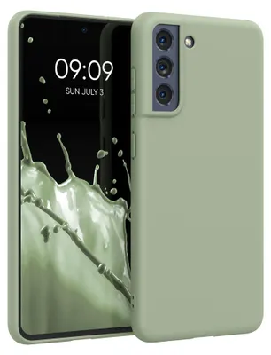 Produktbild von kwmobile Handyhülle für Samsung Galaxy S21 FE Hülle - TPU Case - Kabelloses Laden - Schutzhülle Cover in Graugrün