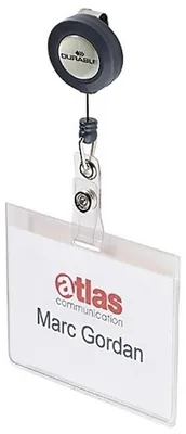Produktbild von Namensschilder mit Ausweishalter 90x60mm transparent VE=6x10 Stück