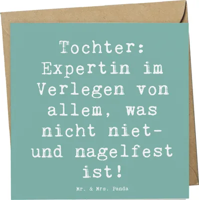 Produktbild von Mr. & Mrs. Panda Grußkarte Spruch Tochter Expertin - Meeresbrise - Geschenk, Liebenswert, Freude, Chaos, Humor, faltkarte, Familienleben, doppelkarte, Jubiläen, Familie